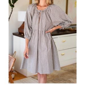 Emerson Fry Rakel Keyhole Short Dress - Coffee Gingham